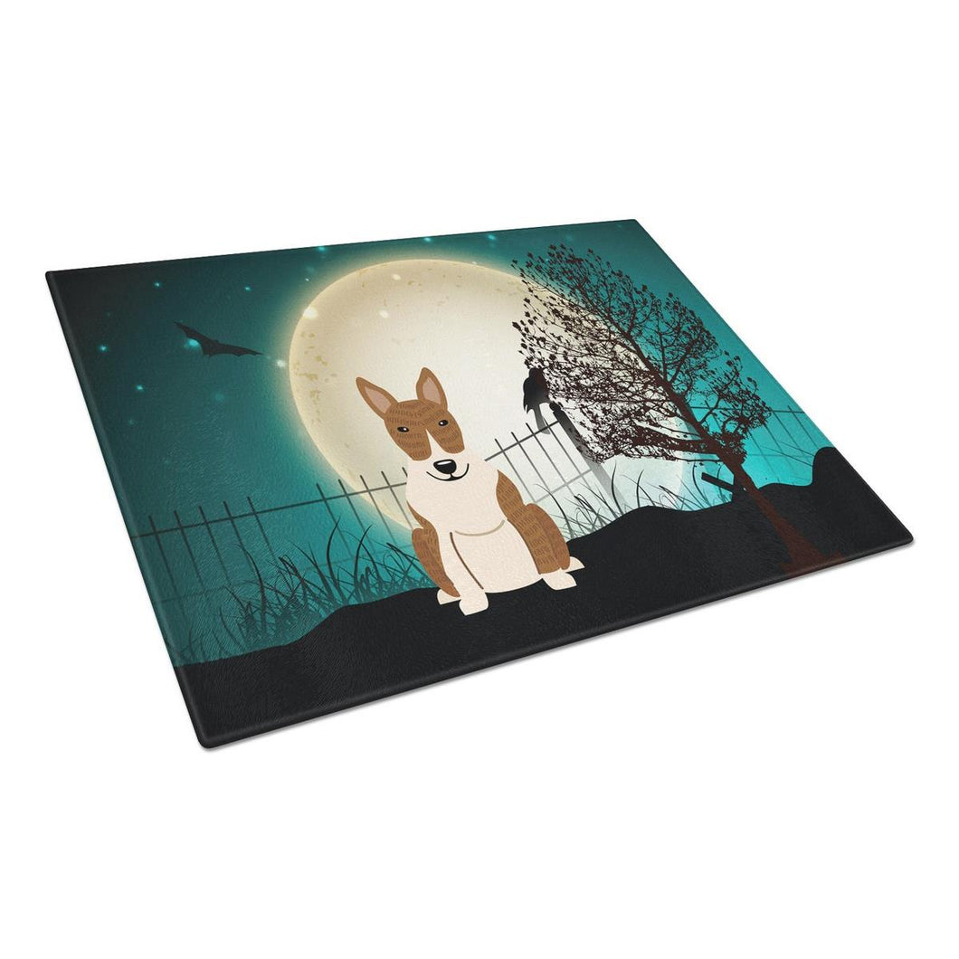 BB2327LCB Halloween Scary Bull Terrier Brindle Glass Cutting Board - Large
