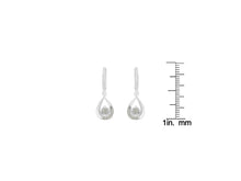 Load image into Gallery viewer, .925 Sterling-Silver 1/5 cttw Miracle-Set Round Diamond Drop And Dangle Hoop Earring