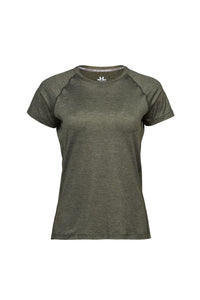 Tee Jays Womens/Ladies Cool Dry Short Sleeve T-Shirt (Olive Melange)