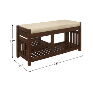 Hakea Dark Walnut Wood Storage Bench With Cushion