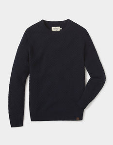 Pique Stitch Crew Sweater - Grey-Navy
