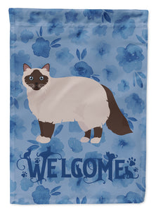 11" x 15 1/2" Polyester Birman Cat Welcome Garden Flag 2-Sided 2-Ply