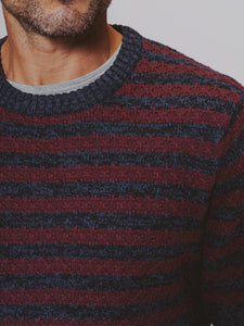 Pique Stitch Crew Sweater - Grey-Navy