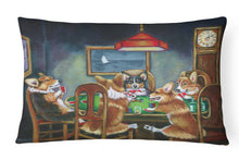 Load image into Gallery viewer, 12 in x 16 in  Outdoor Throw Pillow Corgi Playing Poker Canvas Fabric Decorative Pillow