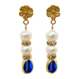 Blue Crystal Drop Earrings