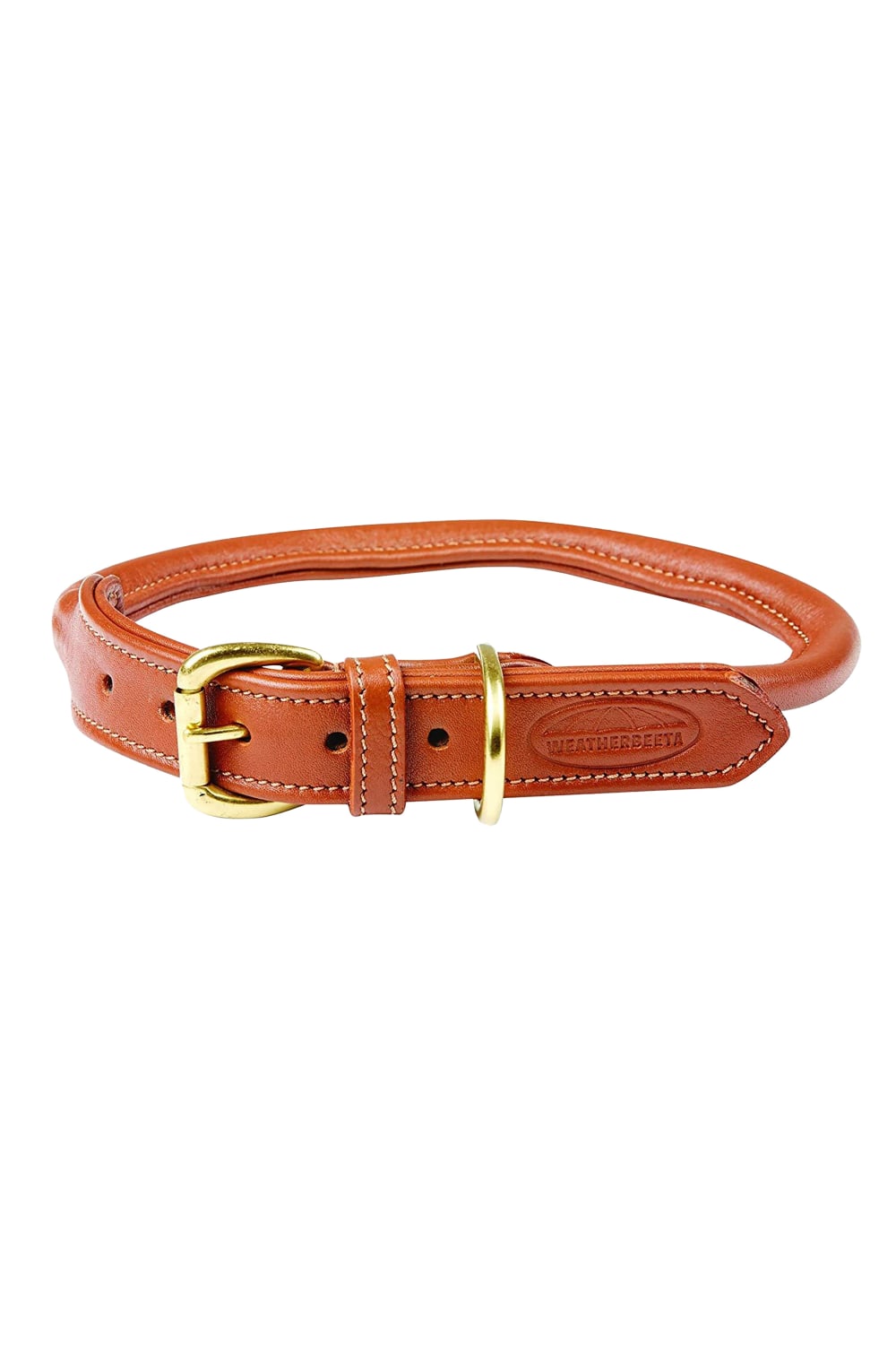 Weatherbeeta Rolled Leather Dog Collar (Tan) (M)