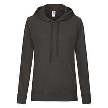 Load image into Gallery viewer, Fruit Of The Loom Ladies Fitted Lightweight Hooded Sweatshirt / Hoodie (240 GSM) (Light Graphite)