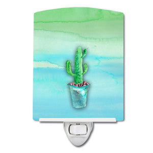 Cactus Teal and Green Watercolor Ceramic Night Light