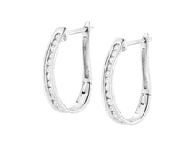 Load image into Gallery viewer, 10k White Gold Plated Sterling Silver 1/2 cttw Lab-Grown Diamond Hoop Earring