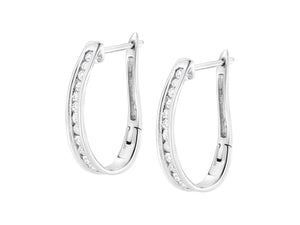 10k White Gold Plated Sterling Silver 1/2 cttw Lab-Grown Diamond Hoop Earring