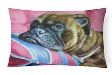 Load image into Gallery viewer, 12 in x 16 in  Outdoor Throw Pillow Fawn Boxer Canvas Fabric Decorative Pillow