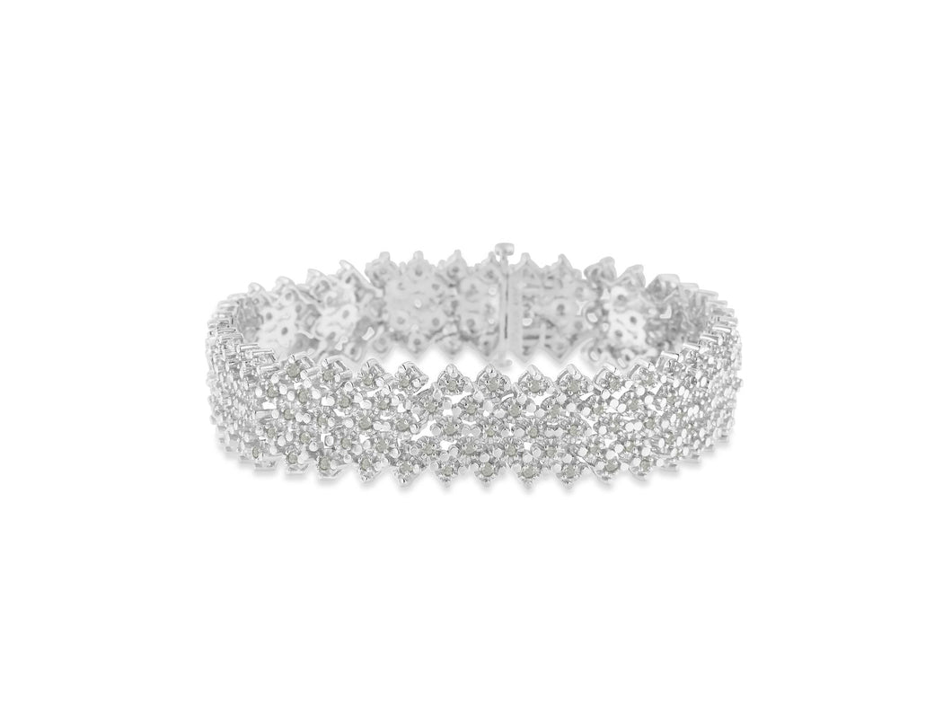 .925 Sterling Silver 3.0 Cttw Diamond Multi-Row Tennis Bracelet