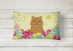 12 in x 16 in  Outdoor Throw Pillow Easter Eggs Norwich Terrier Canvas Fabric Decorative Pillow