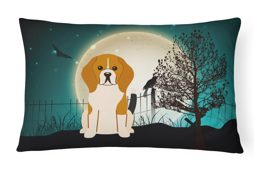 12 in x 16 in  Outdoor Throw Pillow Halloween Scary Beagle Tricolor Canvas Fabric Decorative Pillow