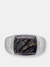 Load image into Gallery viewer, Grey Picture Jasper Stone Signet Ring in Sterling Silver