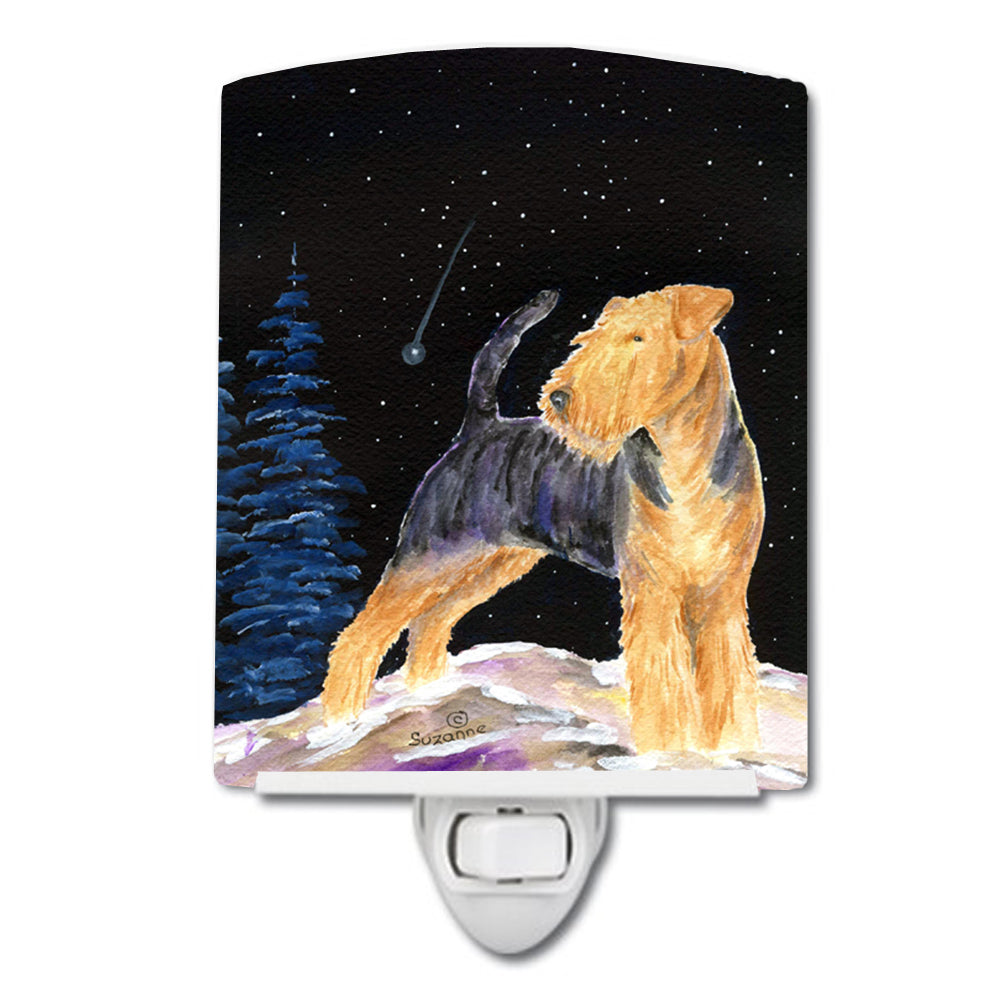 Starry Night Welsh Terrier Ceramic Night Light