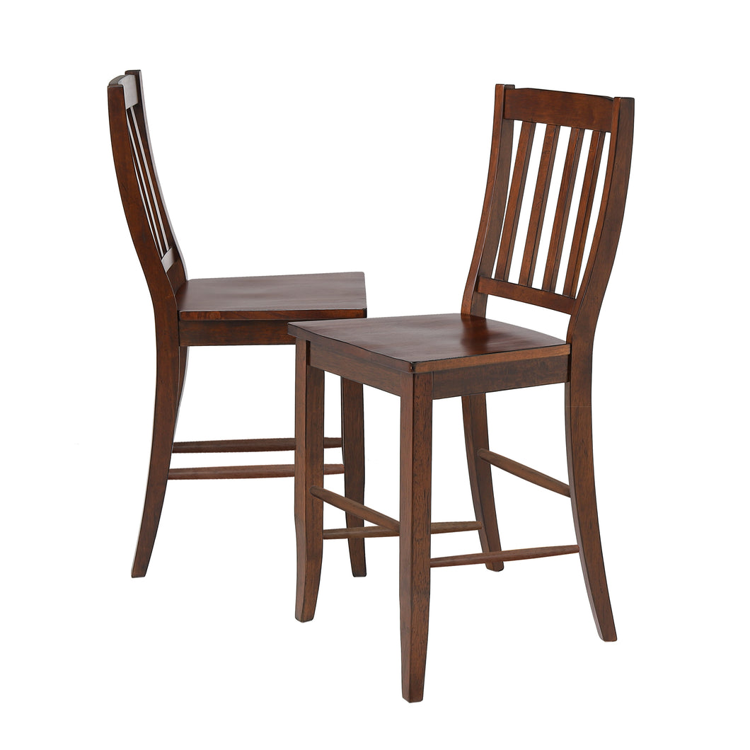 Andrews 41 in. Distressed Chestnut Brown High Back Wood Frame 24 In. Bar Stool (Set of 2)