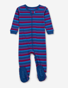 Kids Footed Cotton Unicorn Stripes Pajamas