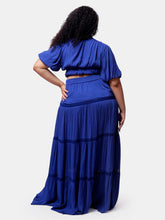Load image into Gallery viewer, Mazarine Blue Aisha Crop Top and Maxi Skirt Two Piece Set
