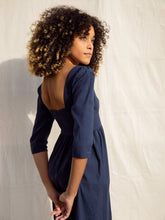 Load image into Gallery viewer, Violet Dress / Navy Stretch Linen