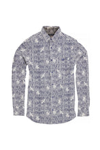 Load image into Gallery viewer, Brave Soul Mens Idris Long Sleeve All Over Patterned Shirt (Ink/Optic White)