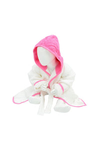 A&R Towels Baby/Toddler Babiezz Hooded Bathrobe (White/Pink) (12/24 Months)