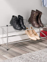 Load image into Gallery viewer, 2-Tier Chrome Expandable Shoe Rack