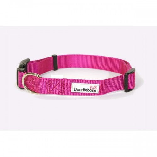 Doodlebone Bold Nylon Dog Collar (Pink) (S)