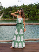 Load image into Gallery viewer, Fatema Crochet-Trimmed Dress in Grass Tonic