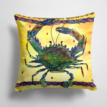 Load image into Gallery viewer, 14 in x 14 in Outdoor Throw PillowBlue Crab rope border Fabric Decorative Pillow