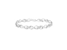 Load image into Gallery viewer, .925 Sterling Silver Prong Set Diamond Accent Ribbon and Infinity Link Bracelet