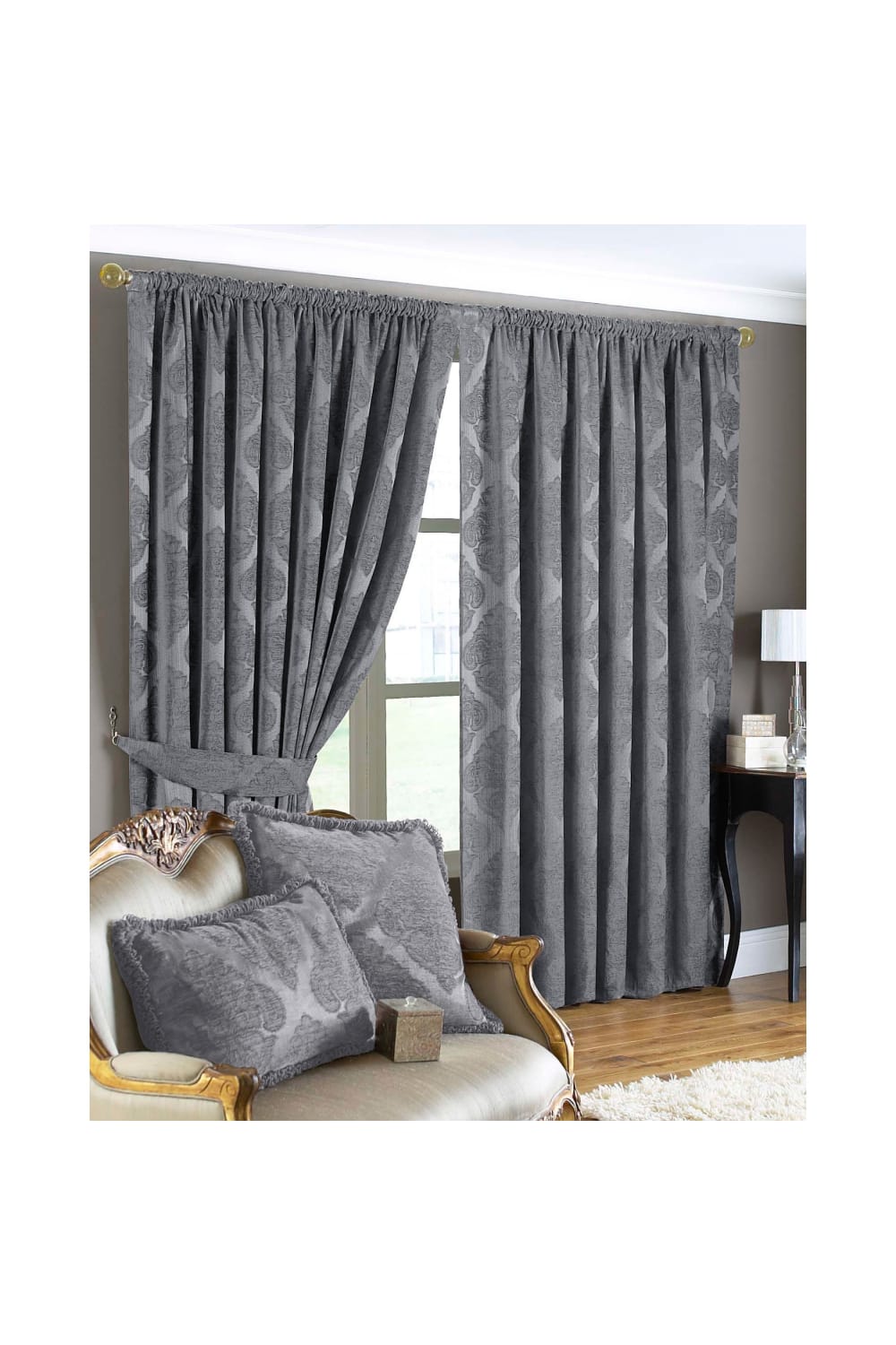 Riva Home Winchester Pencil Pleat Curtains (Silver) (90x90in)