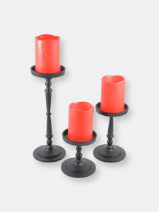Pillar Candle Holder Set Of 3 Black