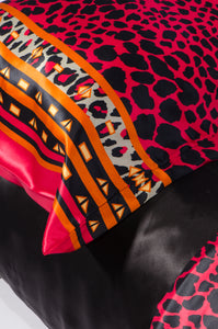Red Leopard 100% Silk Pillow Case