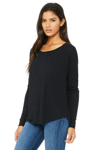 Bella Ladies/Womens Long Sleeve Flowy 2x1 T-Shirt (Black)