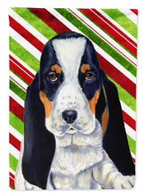 Load image into Gallery viewer, 11&quot; x 15 1/2&quot; Polyester Basset Hound Candy Cane Holiday Christmas Garden Flag 2-Sided 2-Ply