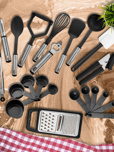 Cooking Utensils Set (Grey & Black) – 23 Pieces