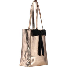 Load image into Gallery viewer, Rose Gold Metallic Bow Front Leather Tote | Byyne