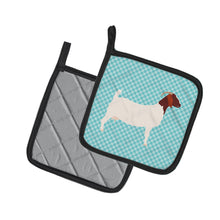 Load image into Gallery viewer, Boer Goat Blue Check Pair of Pot Holders