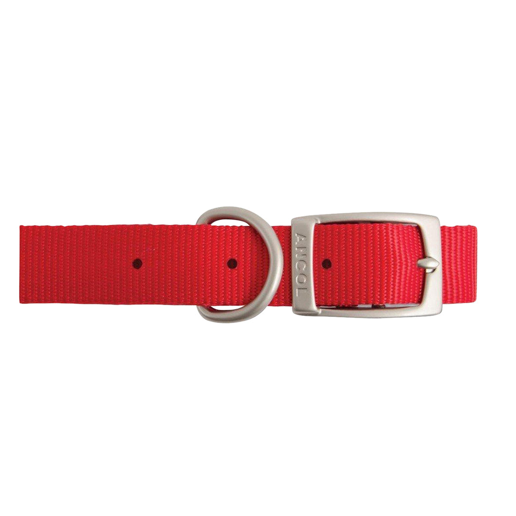 Ancol Heritage Buckle Fasten Weatherproof Dog Collar (Red) (Size 4)