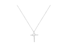 Load image into Gallery viewer, .925 Sterling Silver 1/4 cttw Lab-Grown Diamond Cross Pendant Necklace