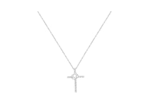 .925 Sterling Silver 1/4 cttw Lab-Grown Diamond Cross Pendant Necklace