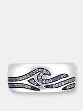 Load image into Gallery viewer, Breaking Waves Sterling Silver Blue Sapphire &amp; Topaz Stone Band Ring