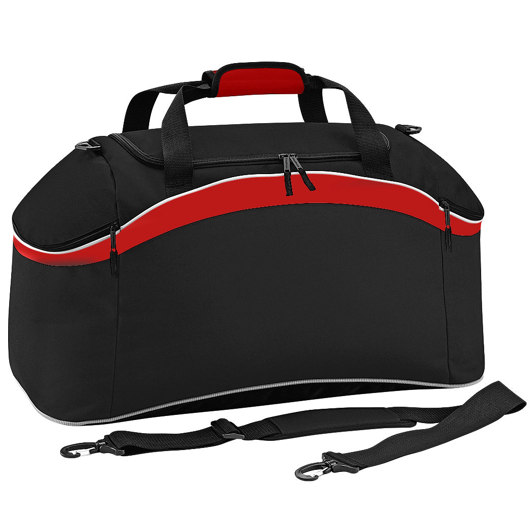 BagBase Teamwear Sport Holdall / Duffel Bag (54 Liters) (Pack of 2) (Black/ Classic Red/ White) (One Size)