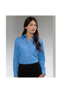 Russell Collection Ladies/Womens Long Sleeve Poly-cotton Easy Care Poplin Shirt (Corporate Blue)