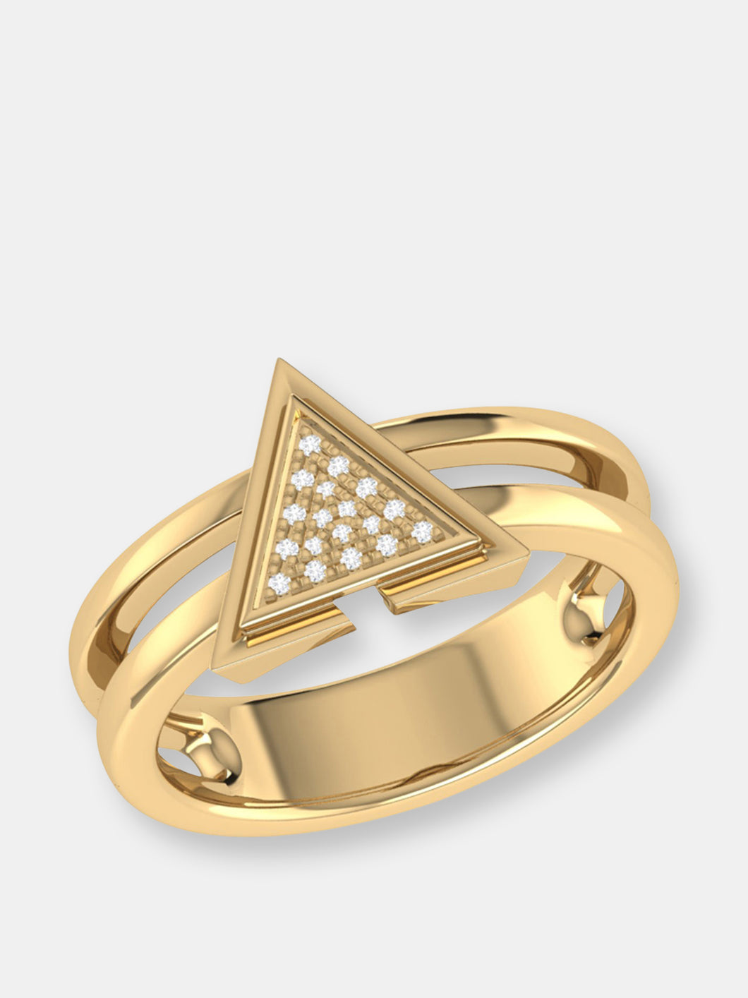 On Point Triangle Diamond Ring in 14K Yellow Gold Vermeil on Sterling Silver