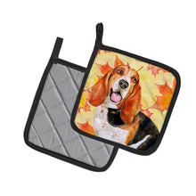 Load image into Gallery viewer, Basset Hound Fall Pair of Pot Holders