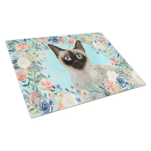 Siamese Spring Flowers Glass Cutting Board - Large