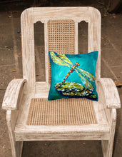 Load image into Gallery viewer, 14 in x 14 in Outdoor Throw PillowDragonfly Matin Fabric Decorative Pillow
