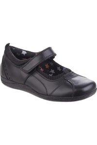 Hush Puppies Childrens Girls Cindy Senior Back To School Shoes (Black Leather)